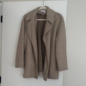 Zara Taupe Open-Front Wool-Blend Coat